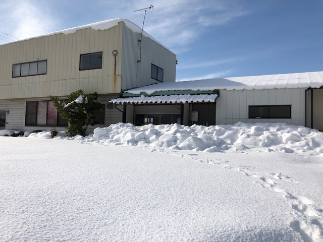 令和3年福井県の大雪で降り積もった状況（製粉所前）