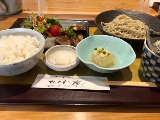 そば音市桜隠れ庵の蕎麦とステーキランチセット